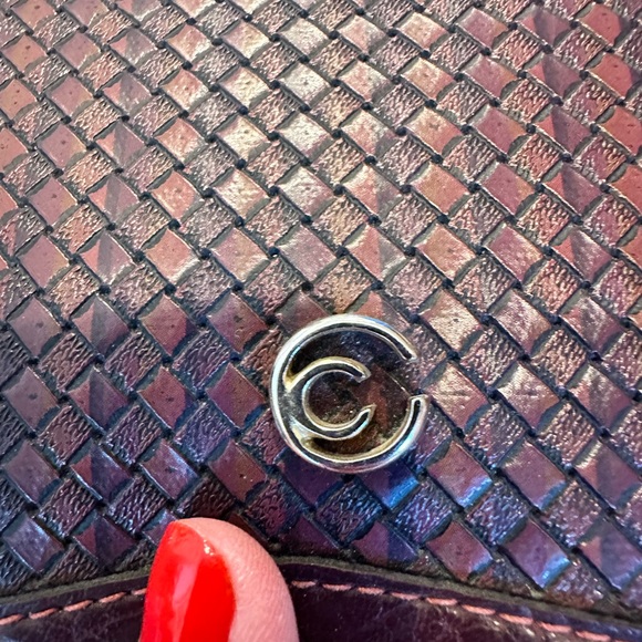 Etienne Aigner Woven Leather Handbag Vintage Wristlet Clutch Burgundy purse - Picture 3 of 14